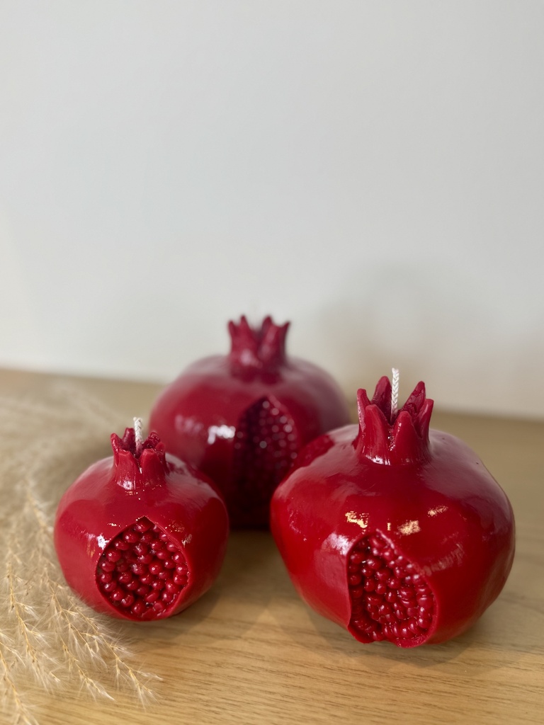 Set of 3 Shiny Pomegranate Candles