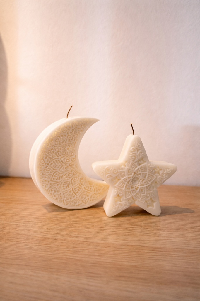 Crescent + Mini Star Candle